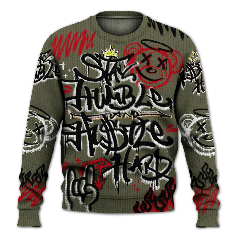 Knitted Sweater To Match Low OG Medium Olive 1s - Humble Drip Streetwear Graffity