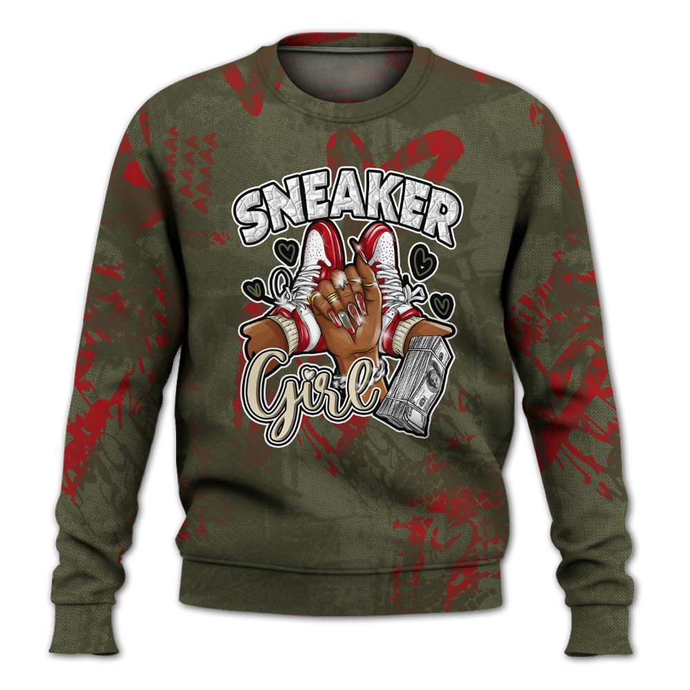Sweatshirt To Match Travis Scott Low OG Medium Olive 1s - Sneakerz Girlz Heart Grunge All Over Print
