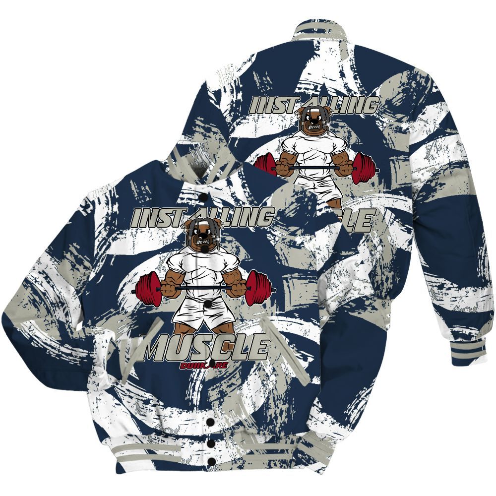 Varsity Jacket To Match Navy Blue 2024 6s Shirt - Installing Muscle Bear Circle Slpash All Over Print