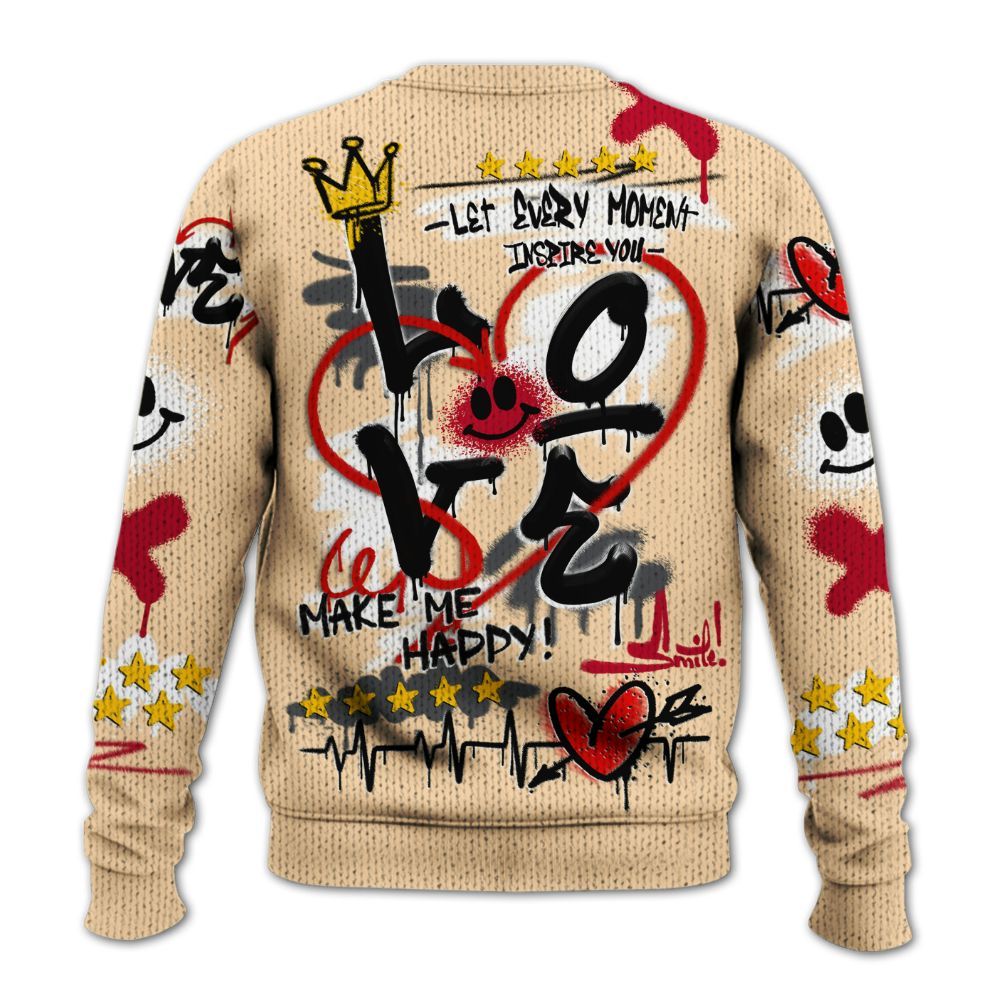 Sweater To Match Retro Pizza GS 4s - Happy Love Beats Graffiti Streetwear Graphic