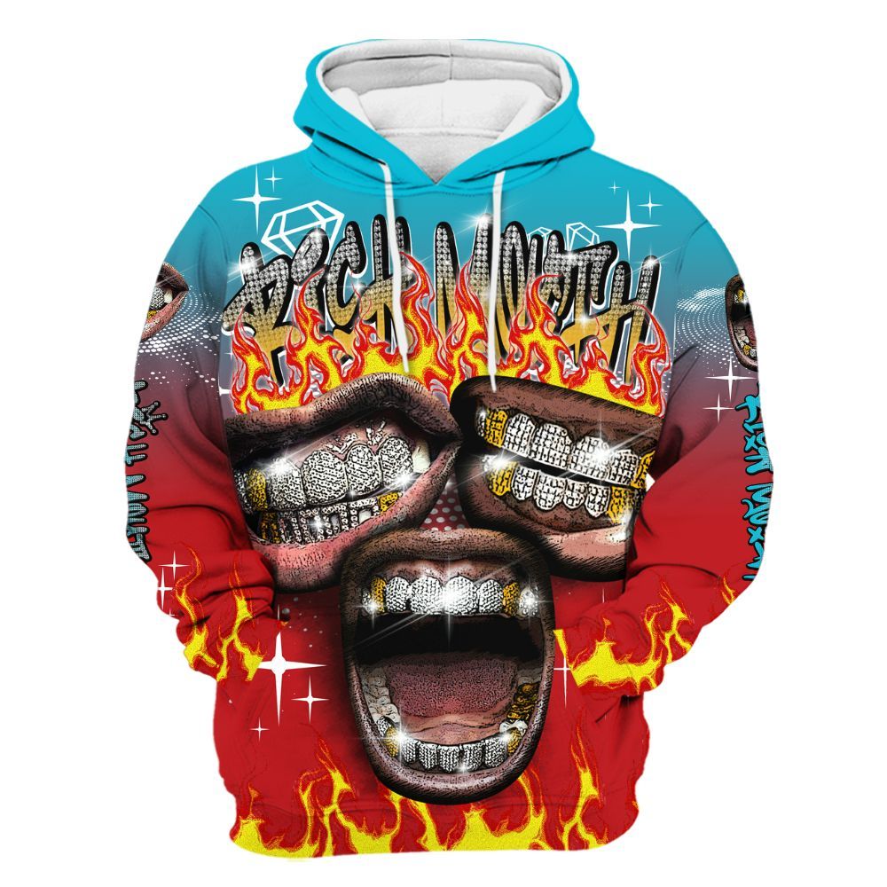 Hoodie To Match Dunk Low Fruity Pebbles - Rich Mouth Fire Rap Retro 90s All Over Print
