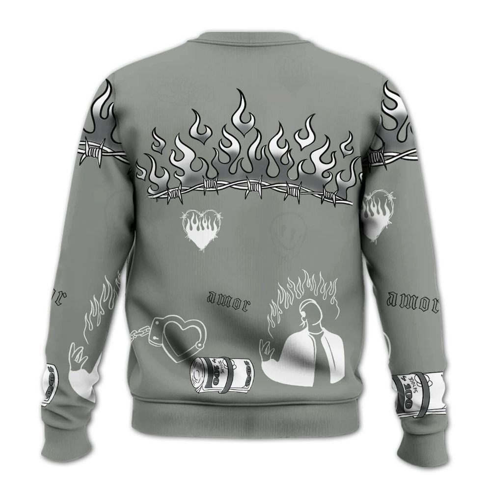 Sweatshirt To Match Paris Cement Grey 4s - Snake Trust No One All Over Print