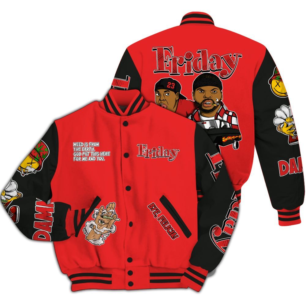 Varsity Jacket To Match Red Thunder 4s - Friday Sneaker Stress Style All Over Print