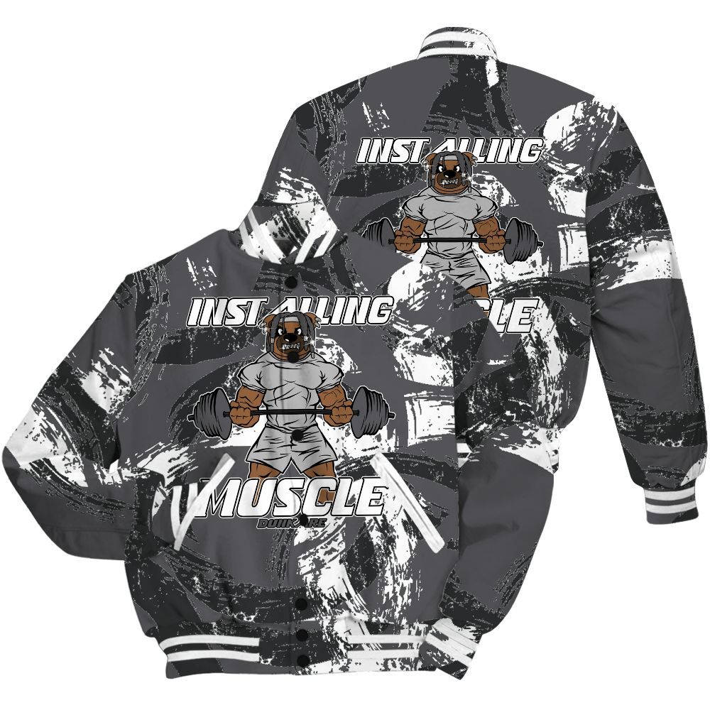 Varsity Jacket To Match White Thunder 4s Shirt - Installing Muscle Bear Circle Slpash All Over Print