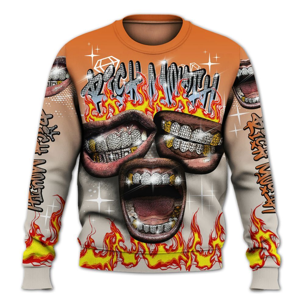Sweatshirt To Match SE Craft 5s - Rich Mouth Fire Rap Retro 90s All Over Print