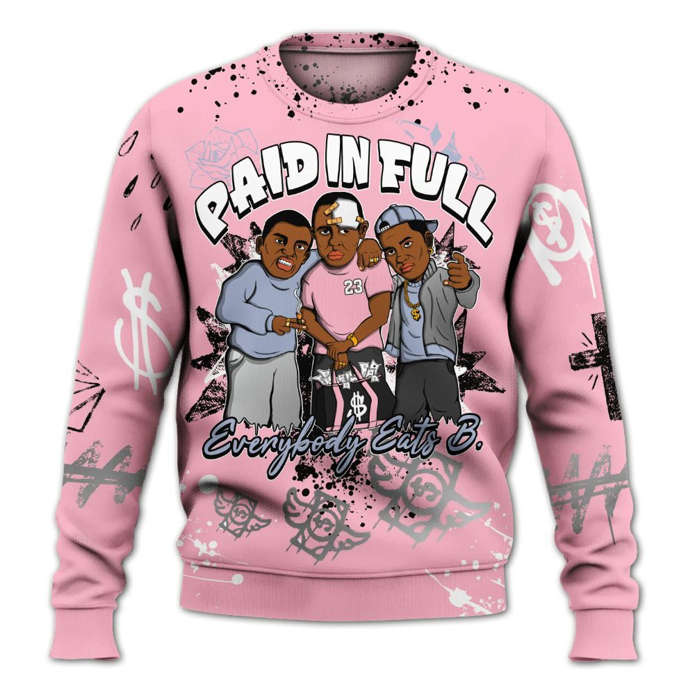 Sweatshirt To Match Retro 35th Anniversary 5s - Everybody Paid In Full Crayon All Over Print