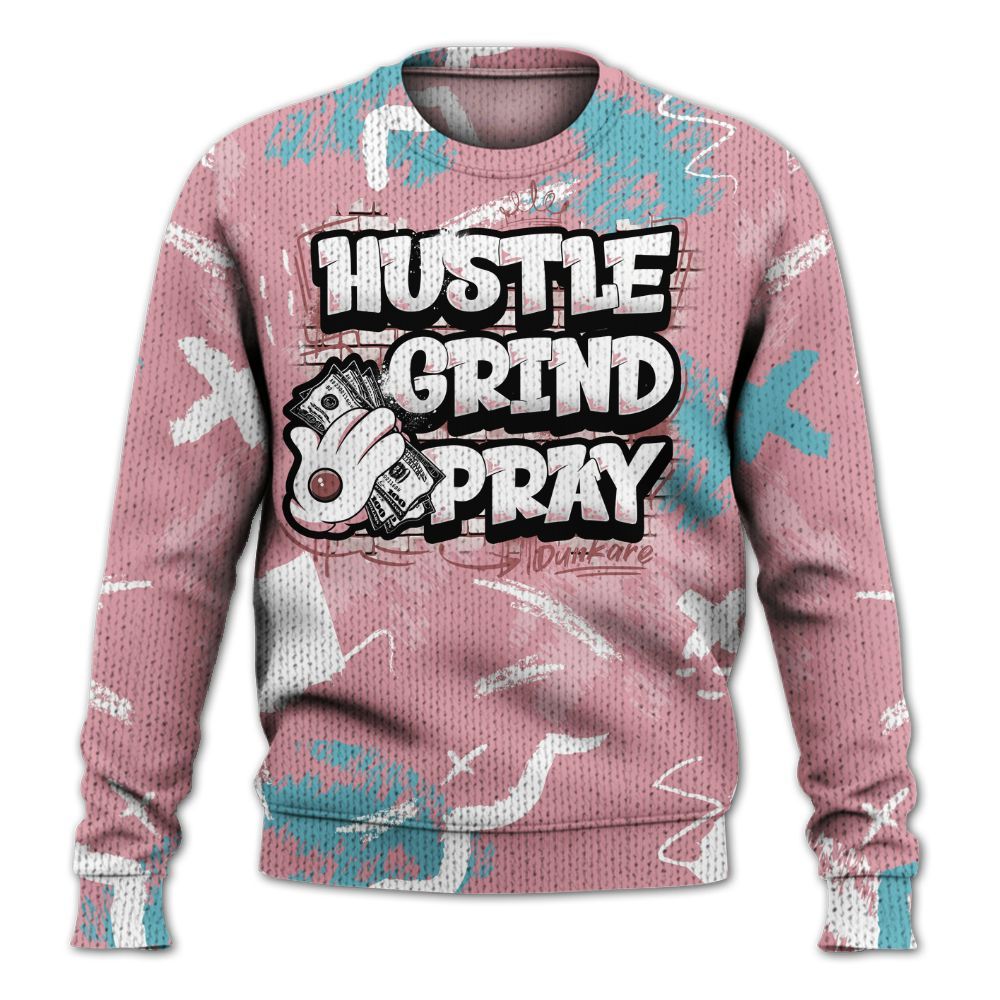 Knitted Sweater To Match Doernbecher 6s - Hustle Grind Pray Retro