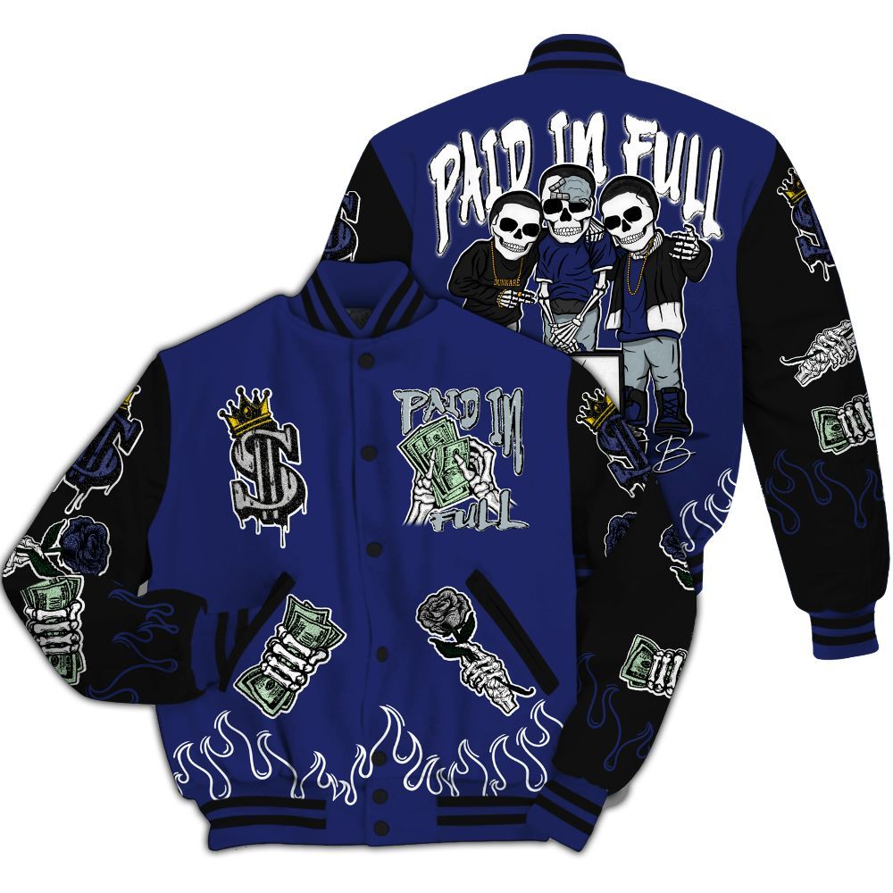 Varsity Jacket To Match Midnight Navy 11s - Fire Everybody Paid In All Over Print