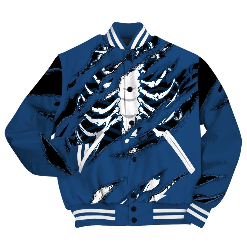Varsity Jacket To Match High OG Midnight Navy 1s Shirt, GOT 'EM Skeleton Scratch All Over Print