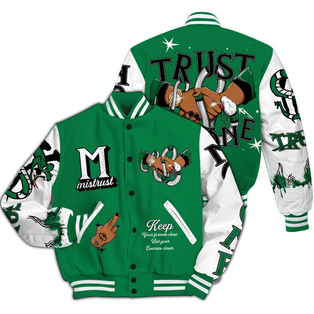 Varsity Jacket To Match Pine Green 13s - Trust No One Snake-Bite Street Style All Over Print