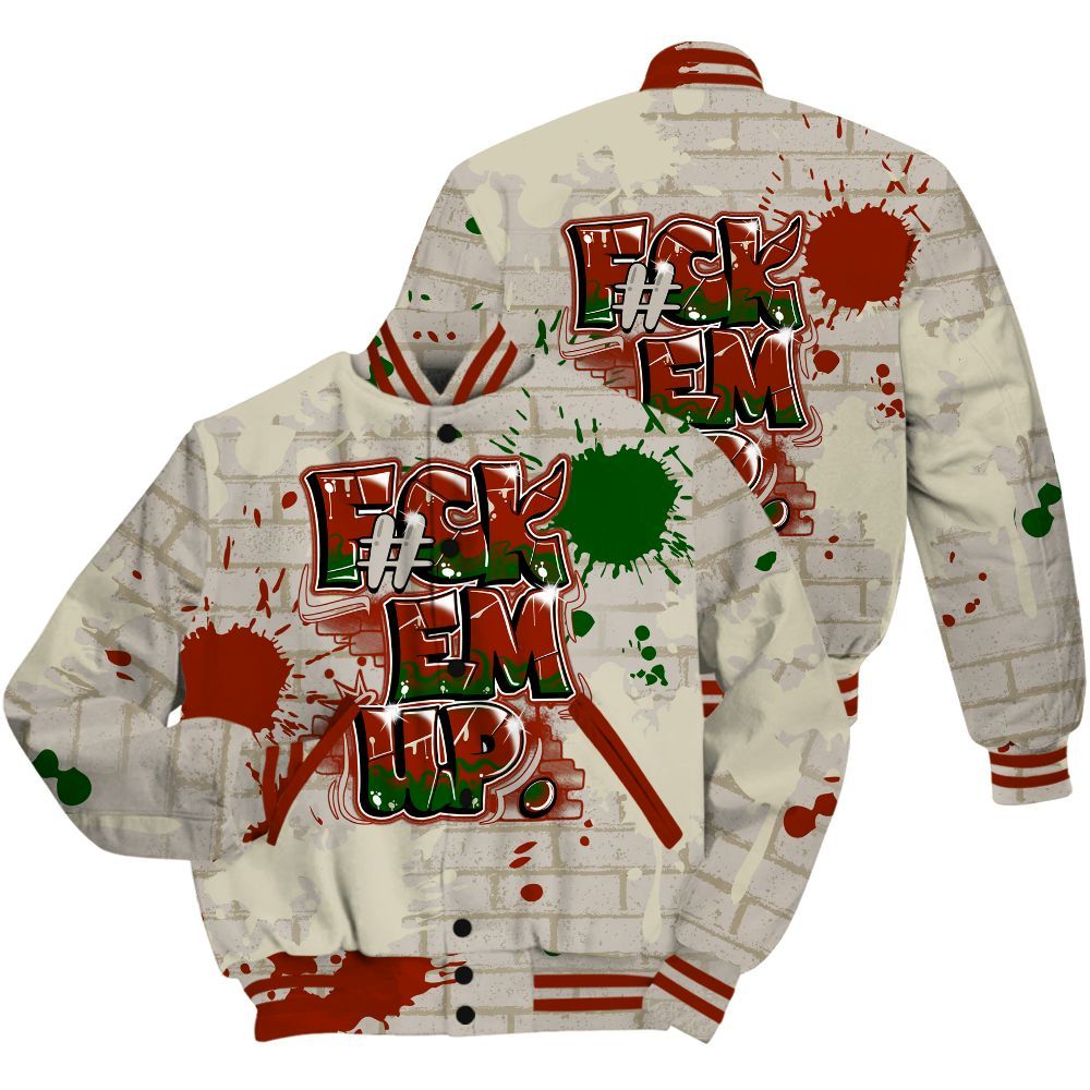 Varsity Jacket To Match El Grito 5s Shirt - F#ck Em Graphic Brick Art All Over Print