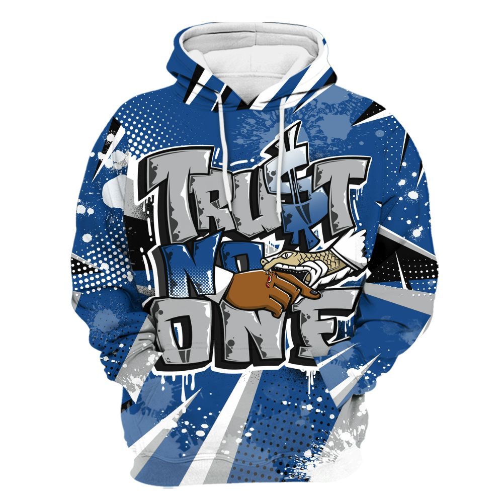 Hoodie To Match Air Ship Royal Blue - Poly Trust No One Dripping All Over Print
