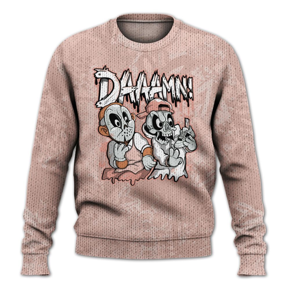 Knitted Sweater To Match Low Legend Pink 11s - Damn Shoe Graphic Heart Grunge