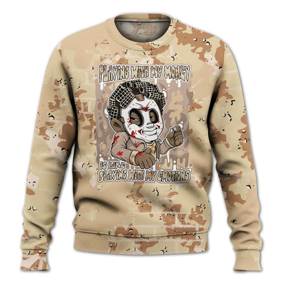 Sweatshirt To Match Desert Camo 3s - Playing With My Money Graphic Halloween All Over Print