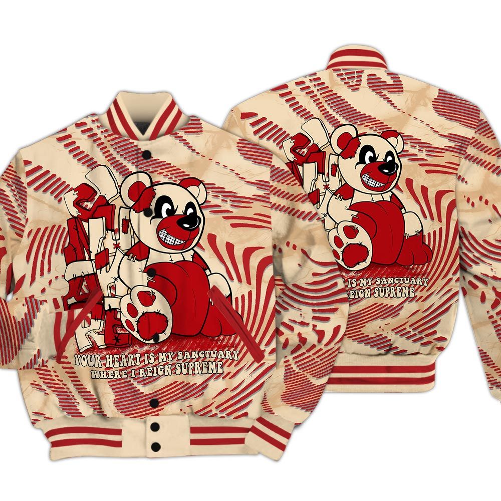 Varsity Jacket To Match Dunk Low Strawberry Waffle - Possession Bear Fume Varsity Jacket Unisex