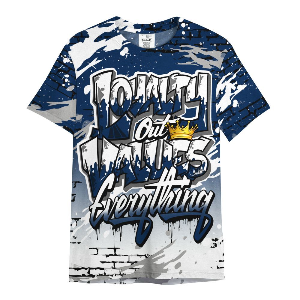 Shirt To Match SB White Navy 4s - Values Of Loyalty Drip All Over Print