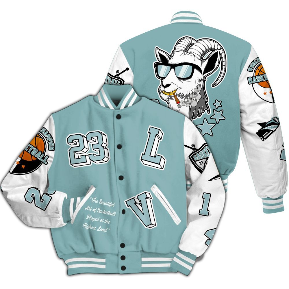 Varsity Jacket To Match Dunk Low Glacier Blue Pale Ivory - The GOAT Got Em Retro Graphic All Over Print