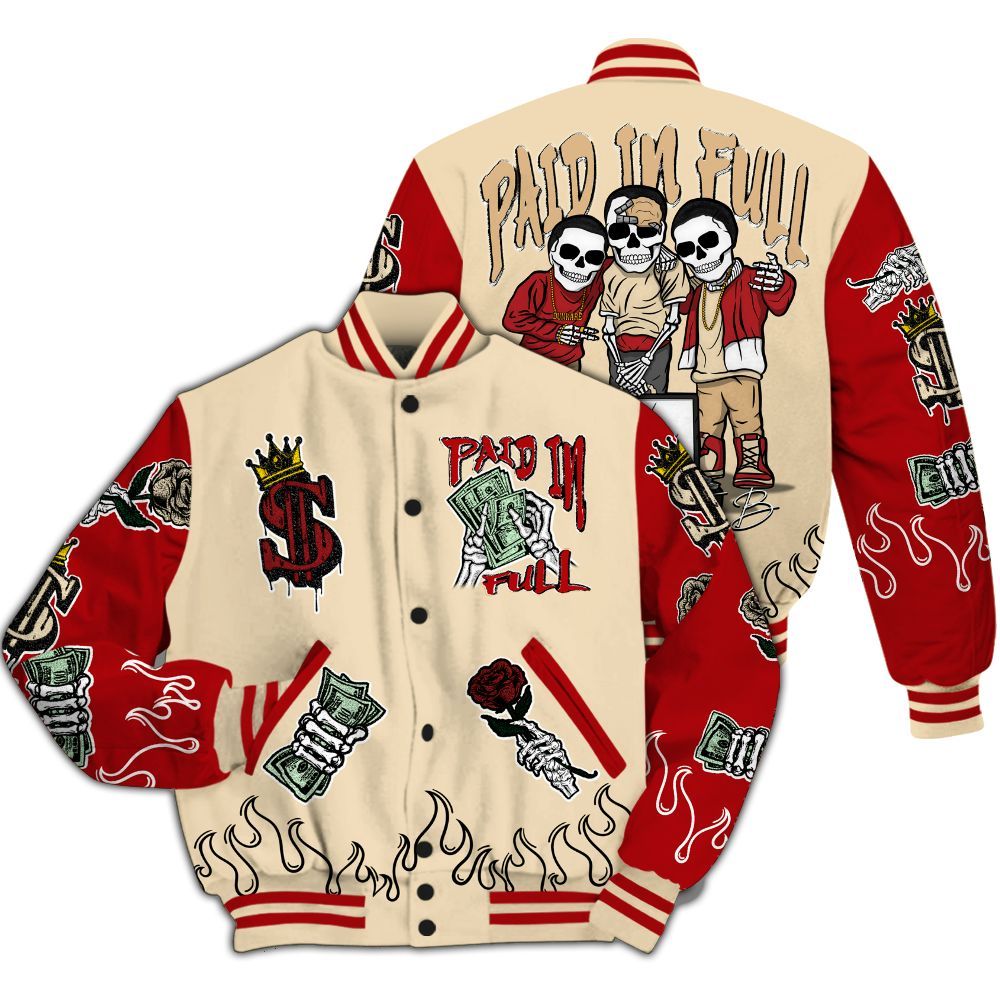 Varsity Jacket To Match Dunk Low Strawberry Waffle - Fire Everybody Paid In All Over Print