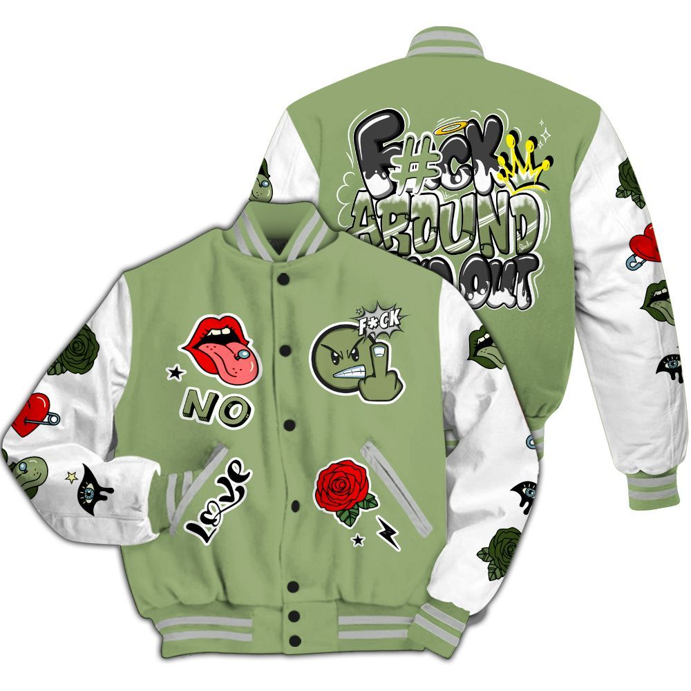 Varsity Jacket To Match Oil Green 4s - FK Around Find Out All Over Print