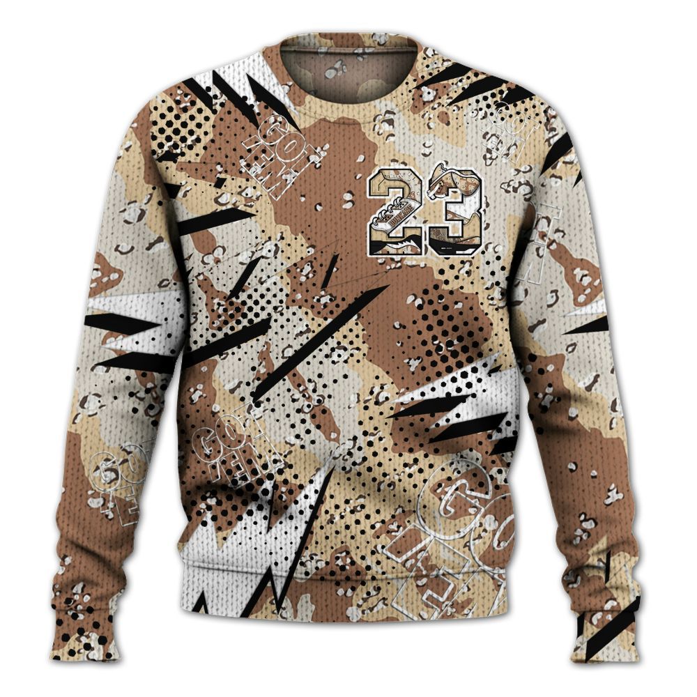 Knitted Sweater To Match Desert Camo 3s - Custom Name Number 23 5s