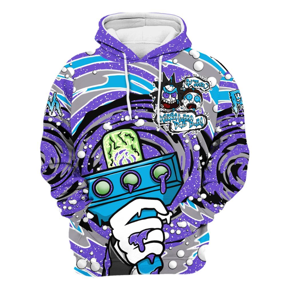 Hoodie To Match Retro Aqua 8s - Wubba Rick Drip All Over Print