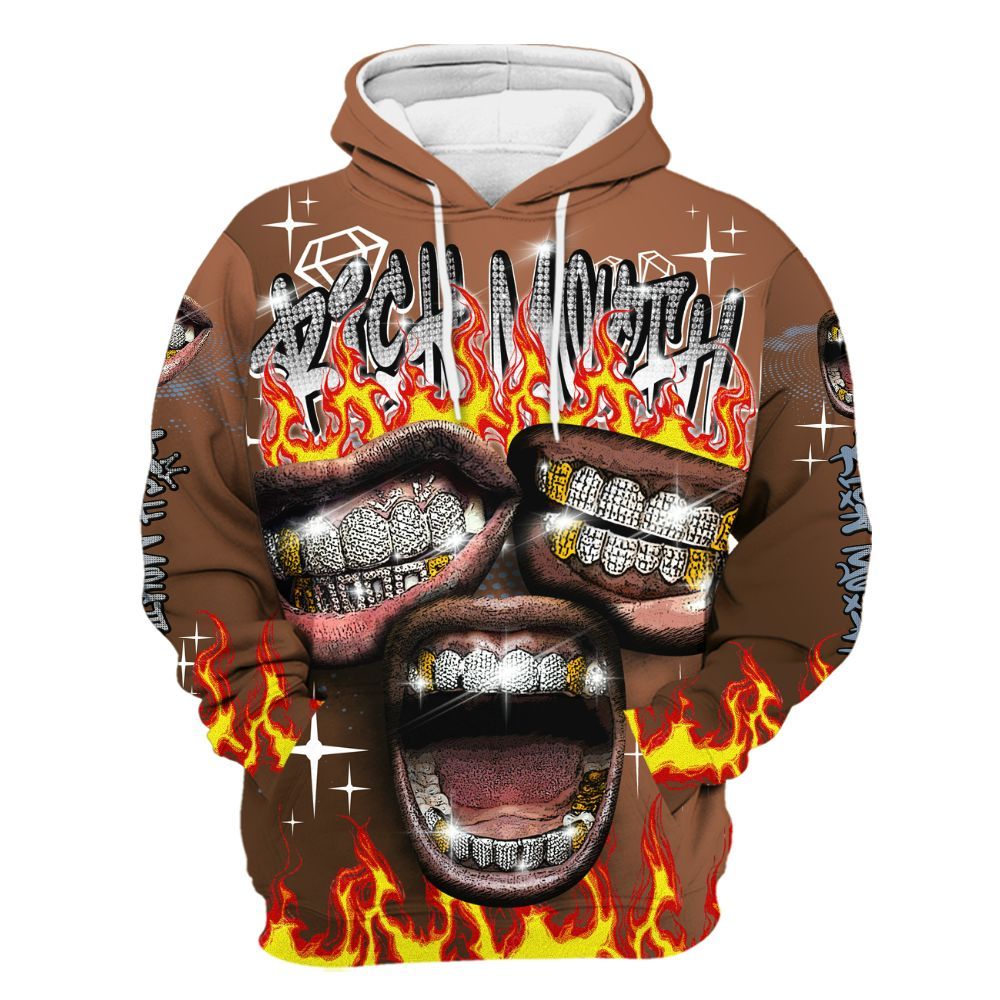 Hoodie To Match Air Foamposite Metallic Copper - Rich Mouth Fire Rap Retro 90s All Over Print