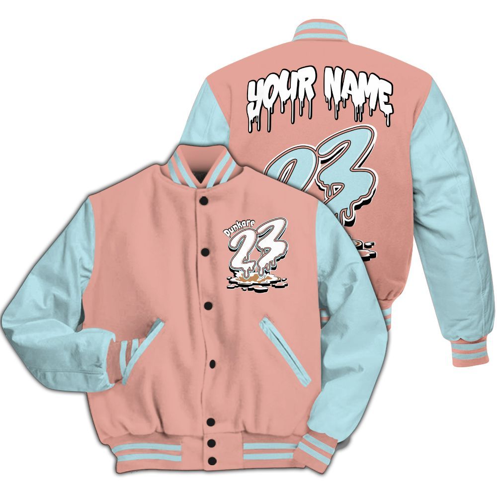 Varsity Jacket To Match Dunk Low Glacier Arctic - Custom Name 23 Drip All Over Print