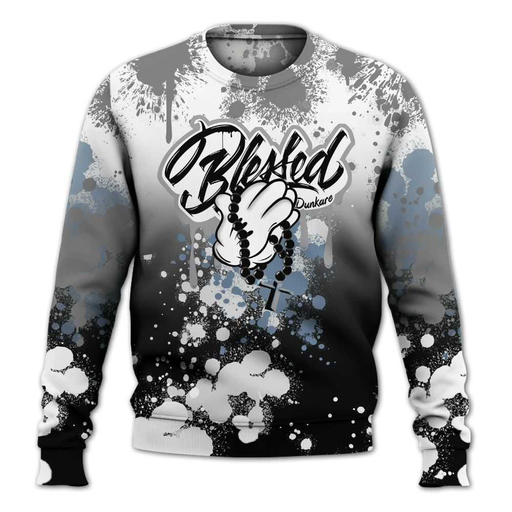 Sweatshirt To Match Black Chrome 6s - God Blessed Ink Drip All Over Print