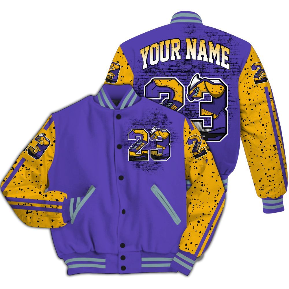 Varsity Jacket To Match Imperial Purple 4s - Custom Name Number 23 5s All Over Print