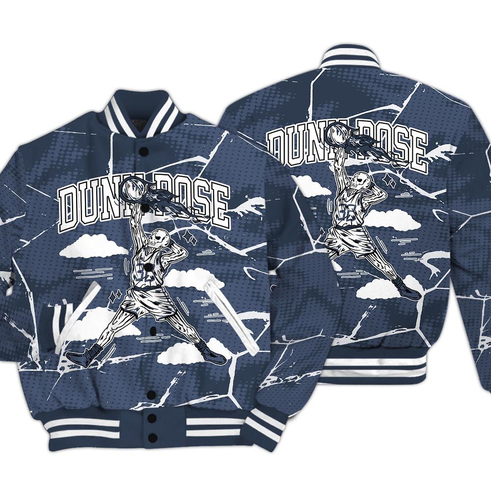 Varsity Jacket To Match Low Diffused Blue 11s - Pose Skeleton Crack Varsity Jacket Unisex