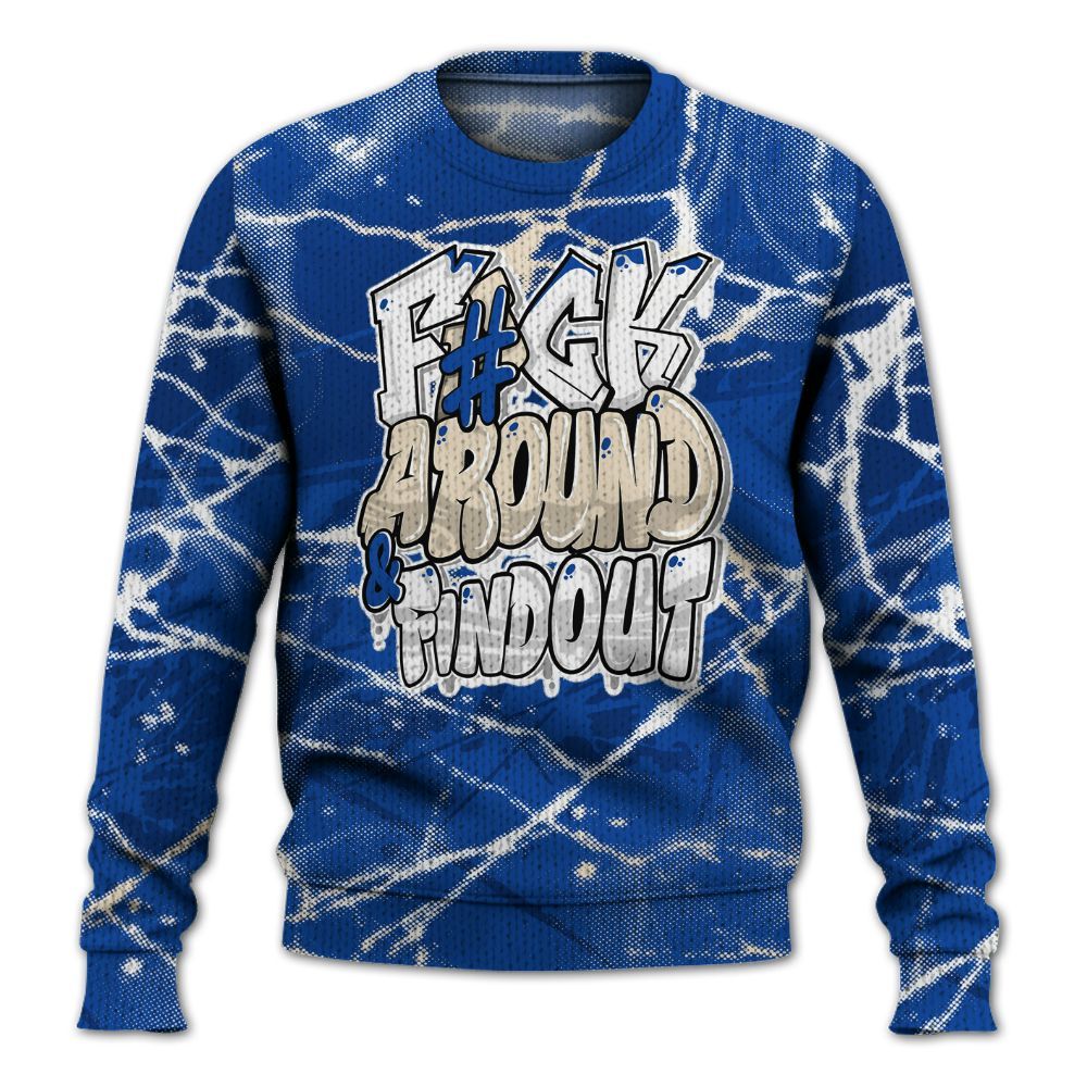 Knitted Sweater To Match Low Game Royal 1s - F Around Find Out Graphic Profound