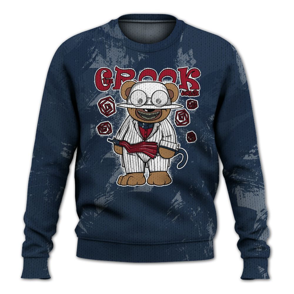 Knitted Sweater To Match White Midnight Navy 6s - Swindler Bear Circle Slpash