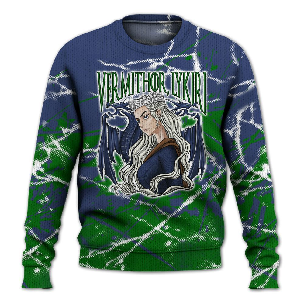 Knitted Sweater To Match Midnight Navy 13s - Dragon's Mom! Profound