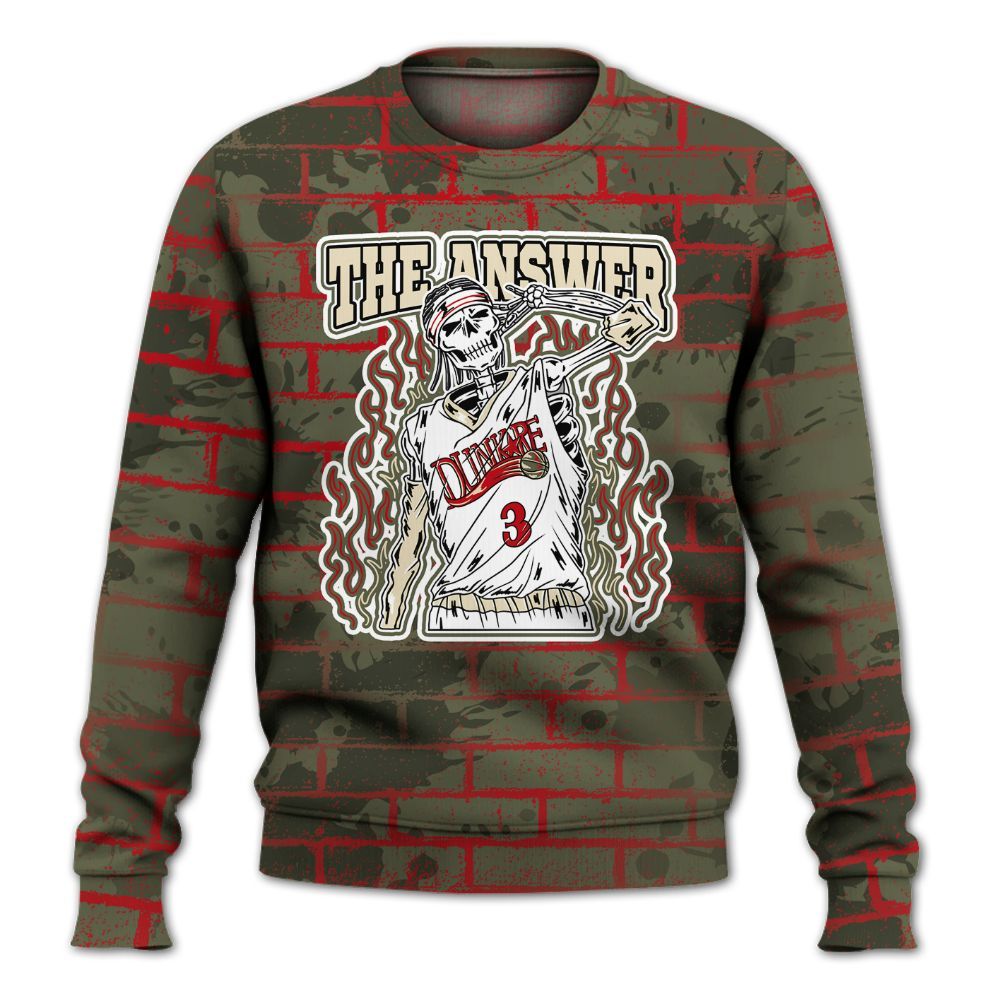 Sweatshirt To Match Travis Scott Low OG Medium Olive 1s - Allen Answer Skeleton Brick All Over Print