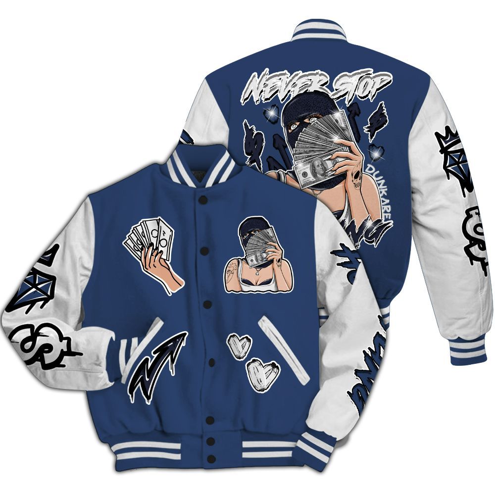 Varsity Jacket To Match Low 85 Metallic Blue 1s - Hustling Unique All Over Print