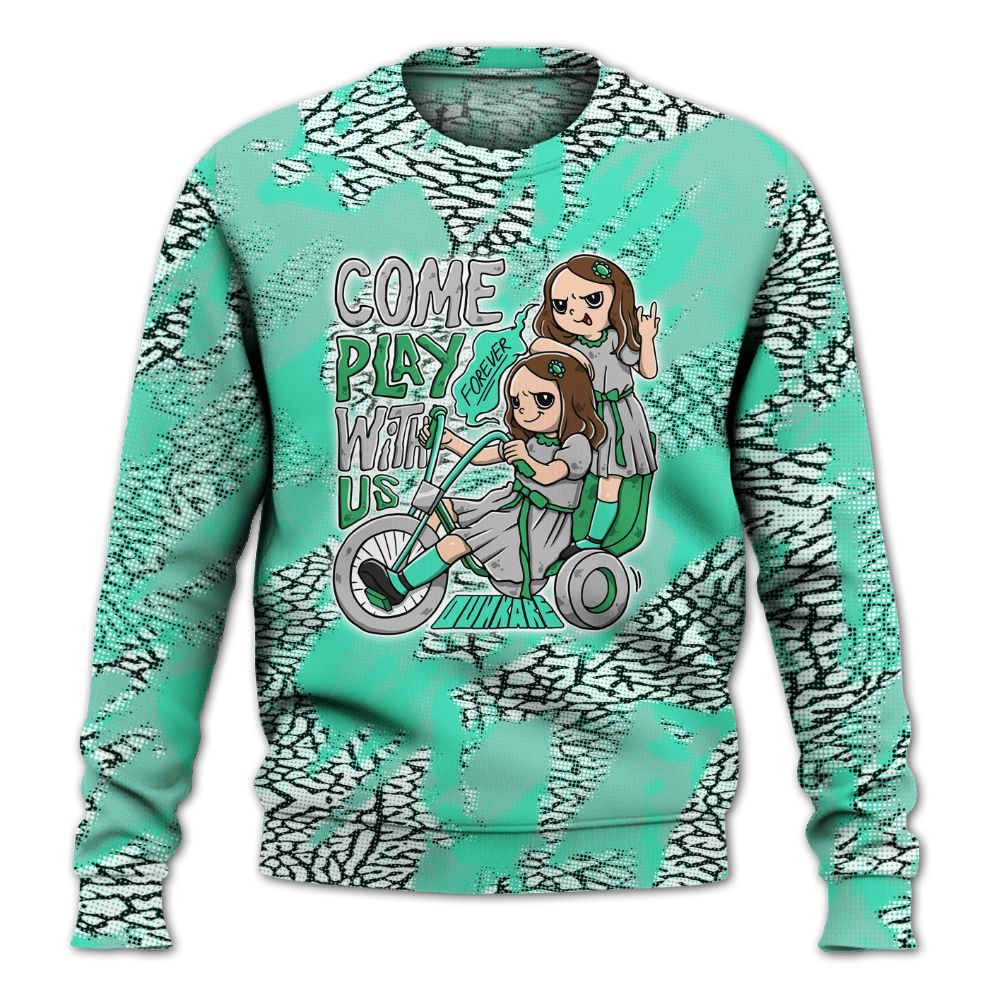Sweatshirt To Match Black Green Glow 3s - Come Hangout Halloween Abstract Halftone All Over Print