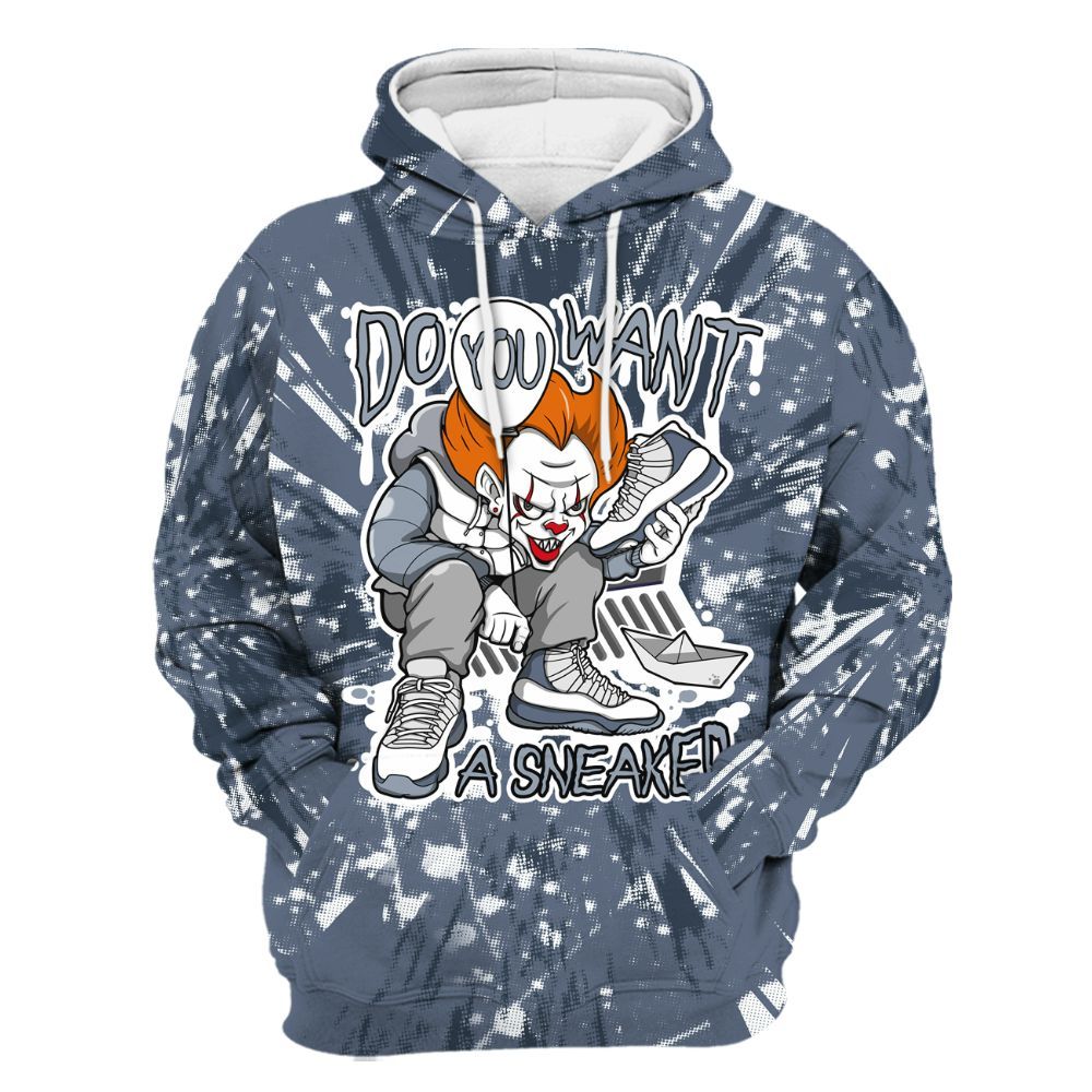 Hoodie To Match Low Diffused Blue 11s - Clown Scary Sneakers Graphic Halloween All Over Print