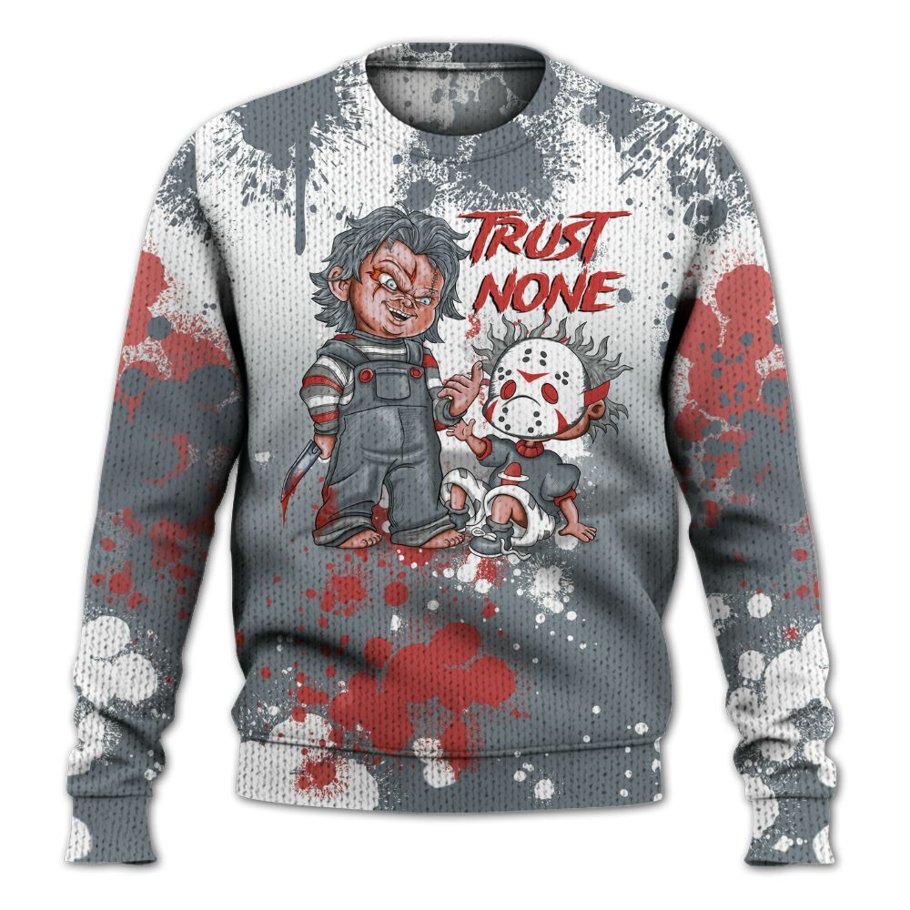 Knitted Sweater To Match Wolf Grey 13s - Trust No One Scary