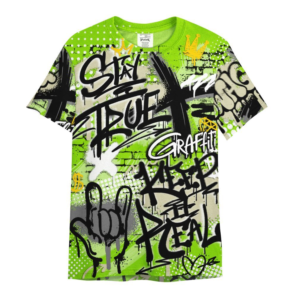 Shirt To Match Electric Green 6s - True It Real Graffiti Streetwear All Over Print