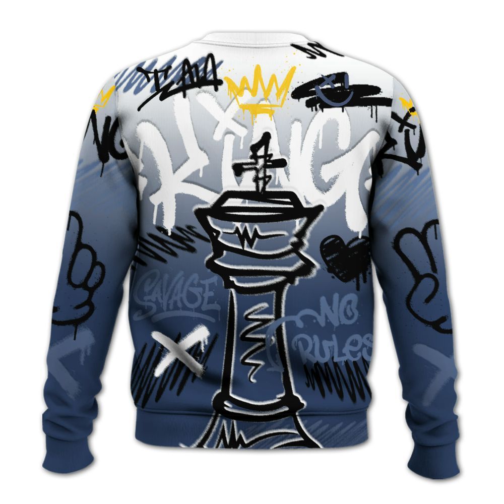 Sweatshirt To Match Low 85 Metallic Blue 1s - Street King Chess Streetwear All Over Print