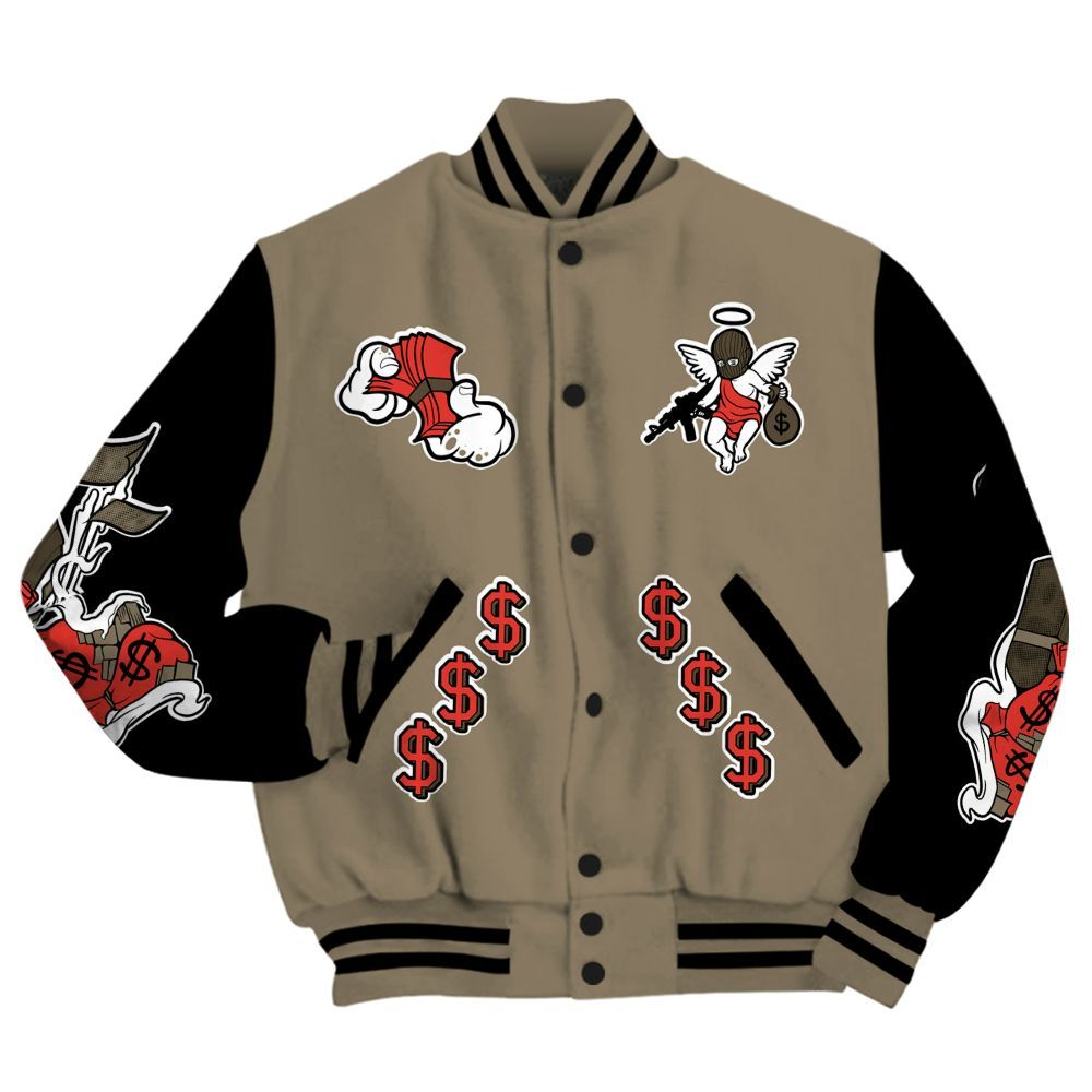 Varsity Jacket To Match Olive 9s - Ones Move In Silence Graphic All Over Print