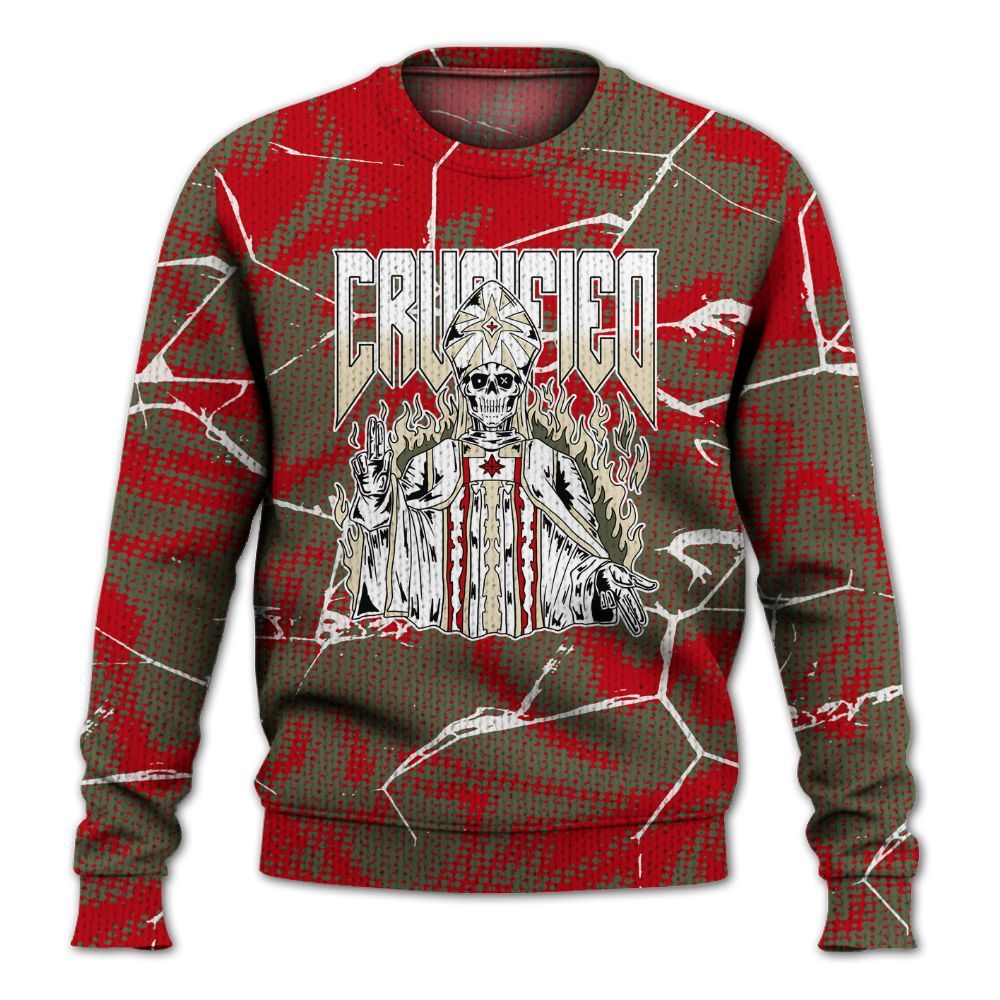 Knitted Sweater To Match Travis Scott Low OG Medium Olive 1s - Crucified Skeleton Crack
