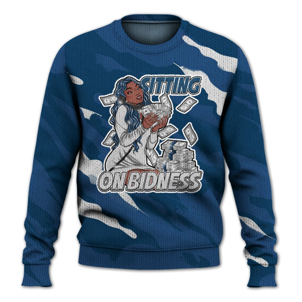 Knitted Sweater To Match High OG Midnight Navy 1s - Bidness Colored