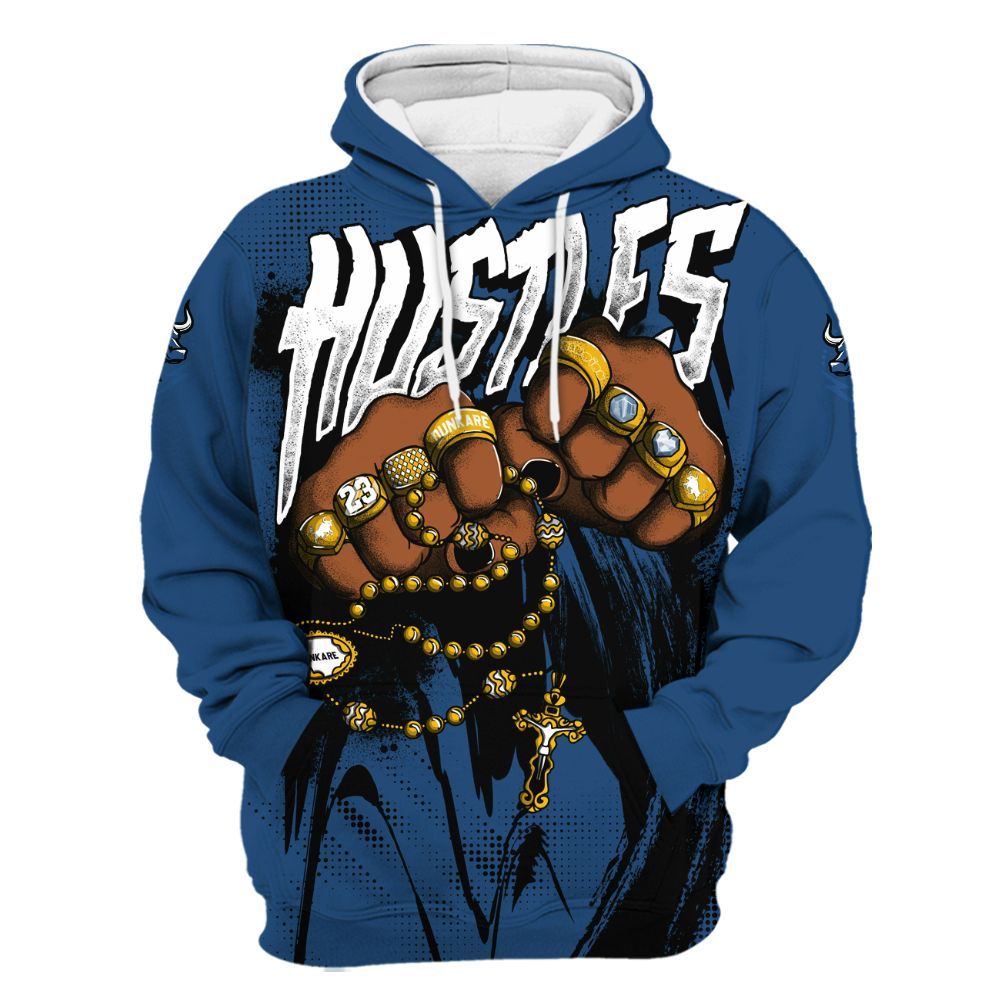 Hoodie To Match High OG Midnight Navy 1s - Hustle Make Money All Over Print
