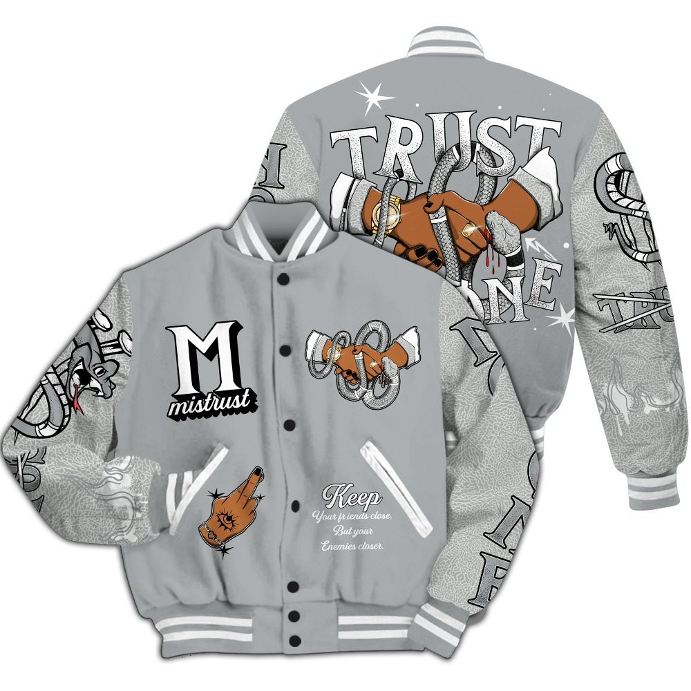Varsity Jacket To Match Retro Pure Money 3s - Trust No One Snake-Bite Street Style All Over Print