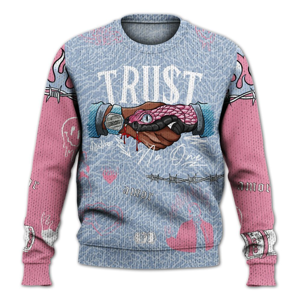 Sweater To Match Denim Pink Glow 3s - Snake Trust No One Graphic