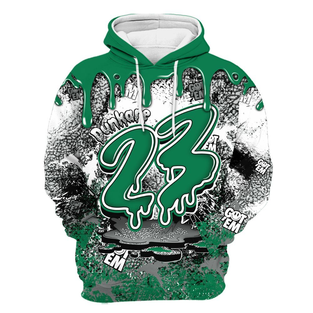 Hoodie To Match Pine Green 3s - Dripping 23 Drip All Over Print