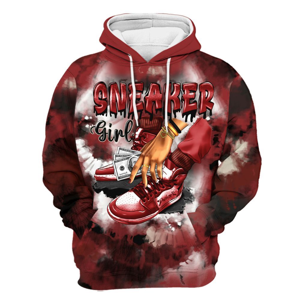 Hoodie To Match High 85 Bred 1s - SNEAKER Girl Money Drip Tie Dye All Over Print