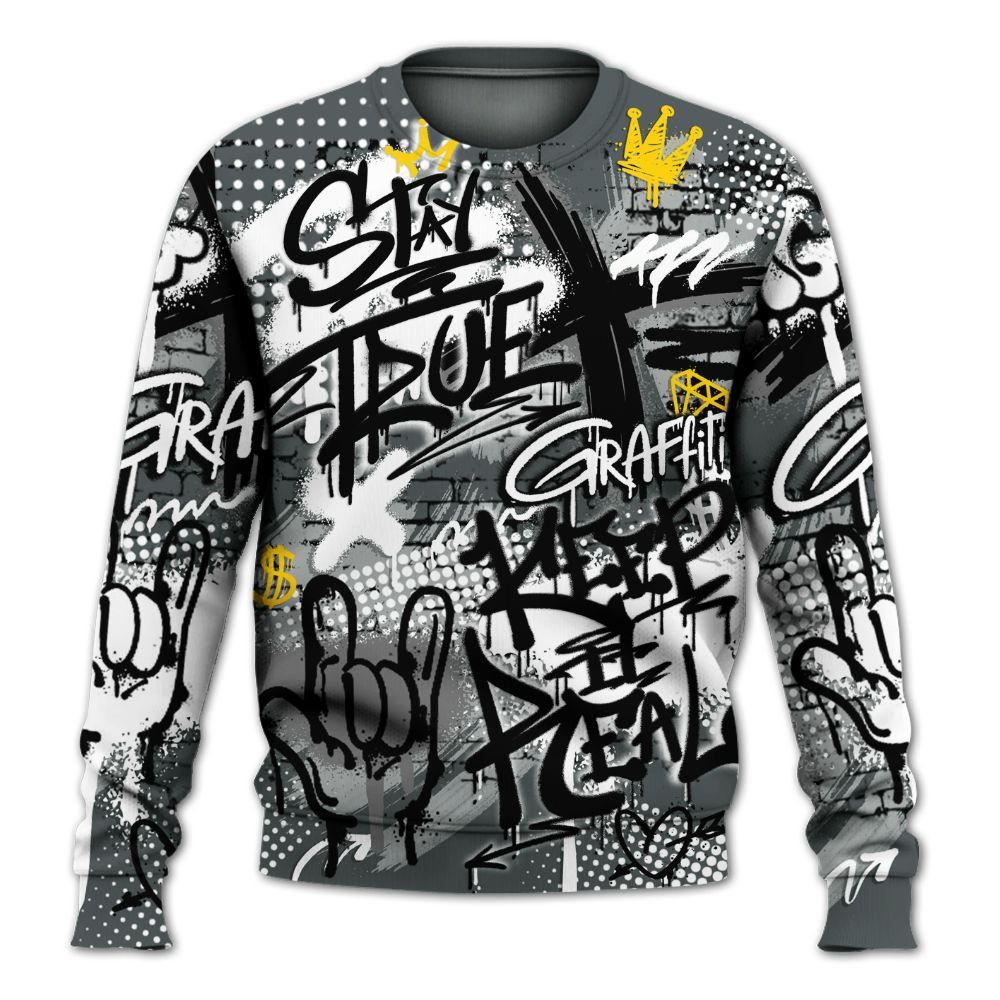 Sweatshirt To Match Black RM Nigel Sylvester 4s - True It Real Graffiti Streetwear All Over Print