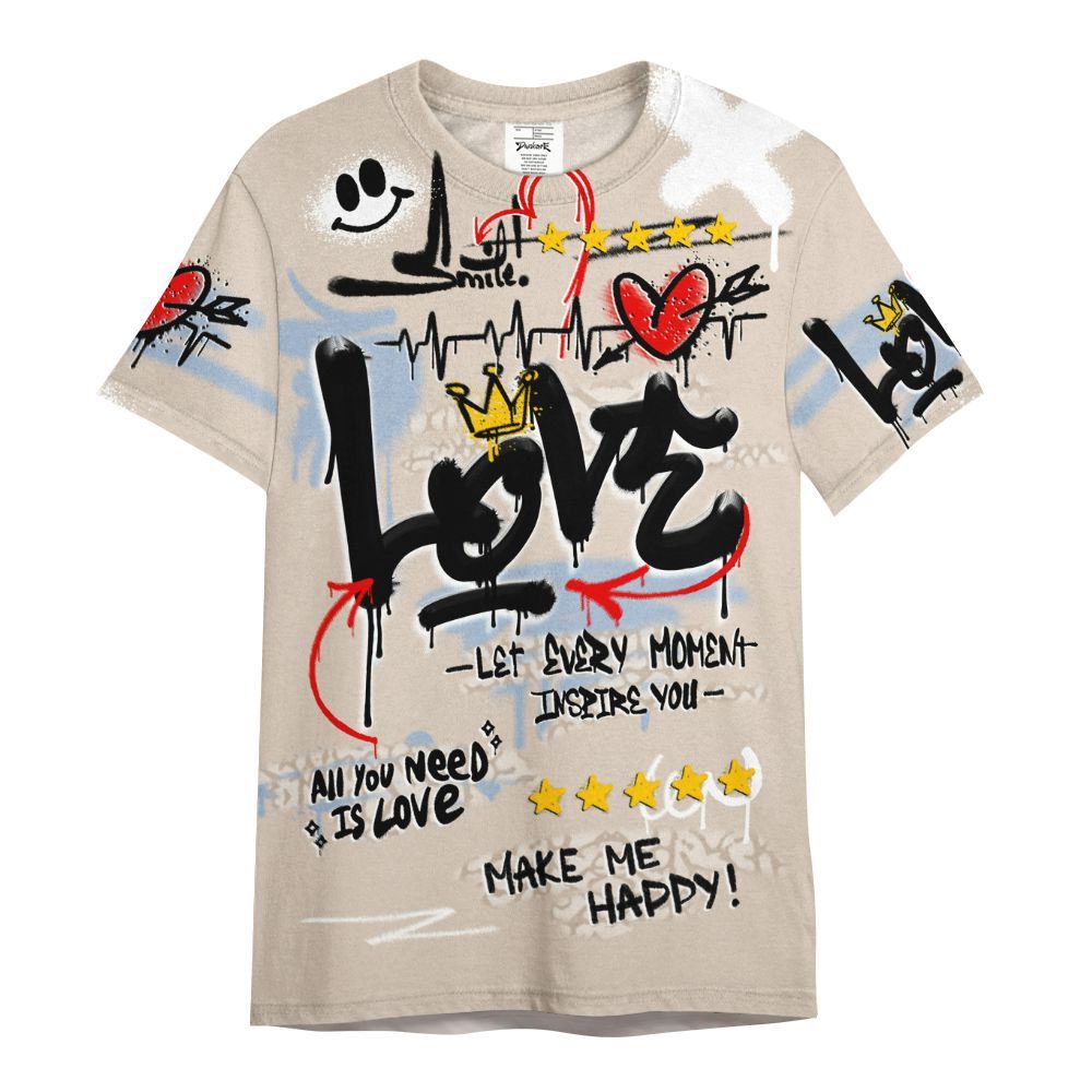 Shirt To Match Desert Sand 3s - Happy Love Beats Graffiti Streetwear All Over Print